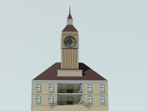 Simple low poly Town hall pbr game ready Free low-poly 3D 모델