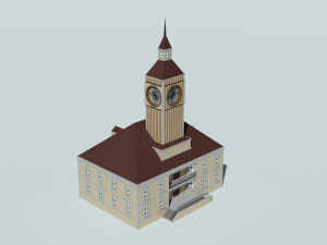 Simple low poly Town hall pbr game ready Free low-poly 3D Модель