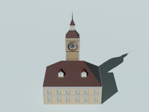 Simple low poly Town hall pbr game ready Free low-poly 3D Модель
