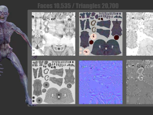 Mostro Ghoul -Low poly - Gioco pronto - Truccato Modello 3D