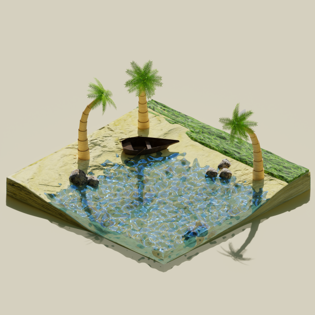 Beach 3D Model .c4d .max .obj .3ds .fbx .stl .blend 
