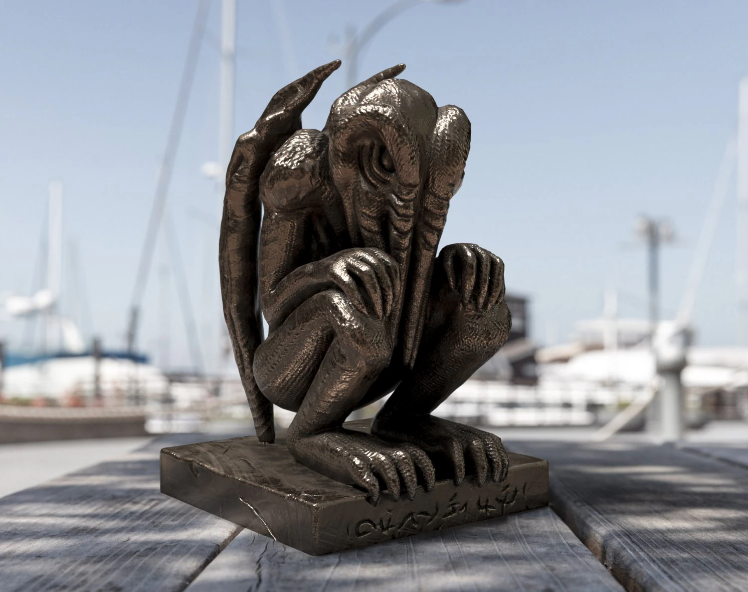 Bronze figurine of Cthulhu 3D Model .c4d .max .obj .3ds .fbx .stl .blend 