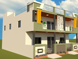 Prospetto 3D di un edificio residenziale Modello 3D