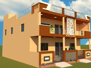 3D elevation of residential building Model 3D