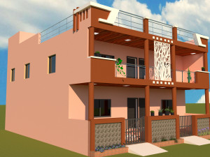 3D elevation of residential building Model 3D