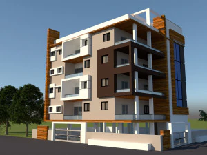 5층 주거용 건물의 3D 입면도 3D 모델