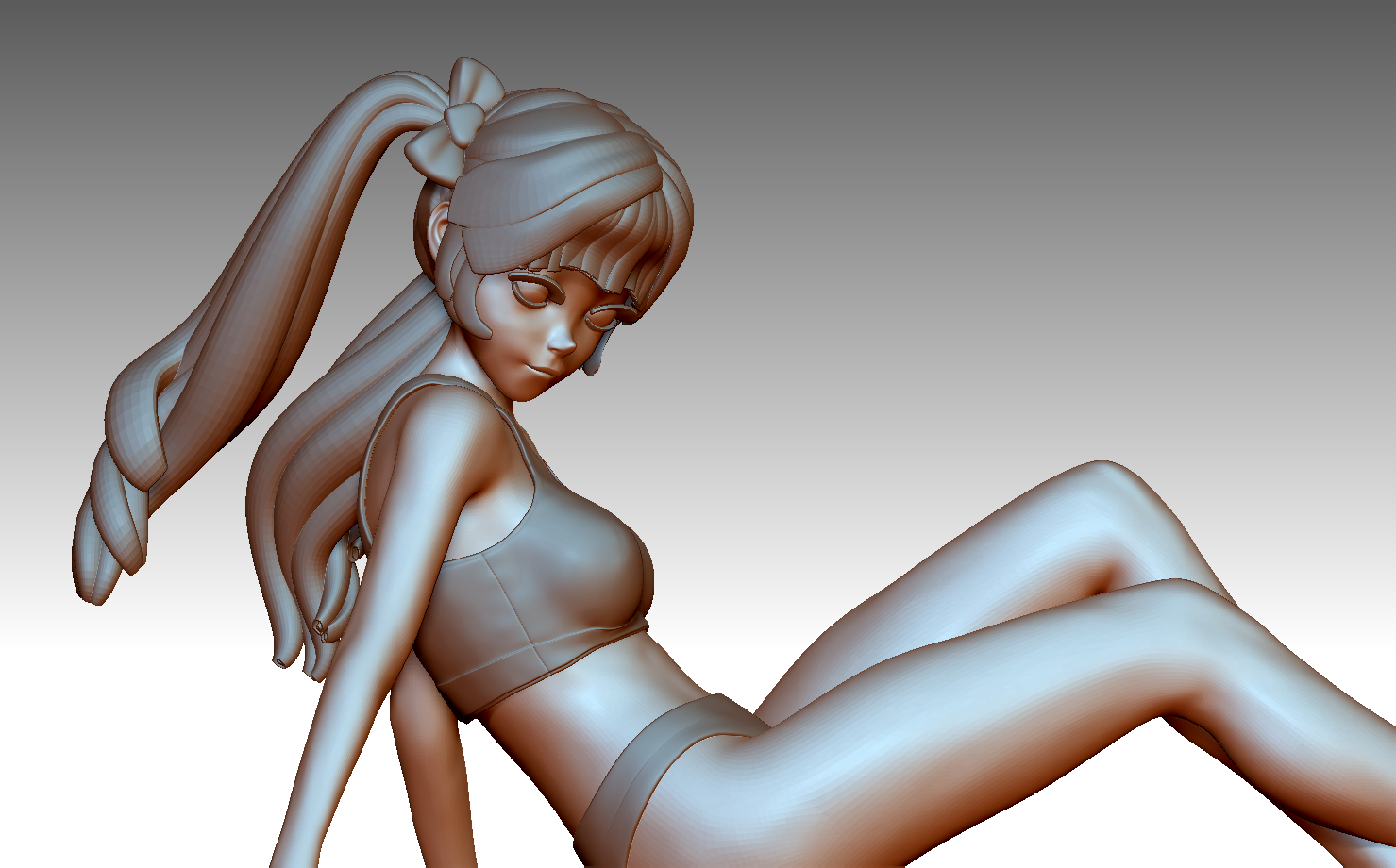 Woman In short and bra Sitting On Knees 3D model 3D printable