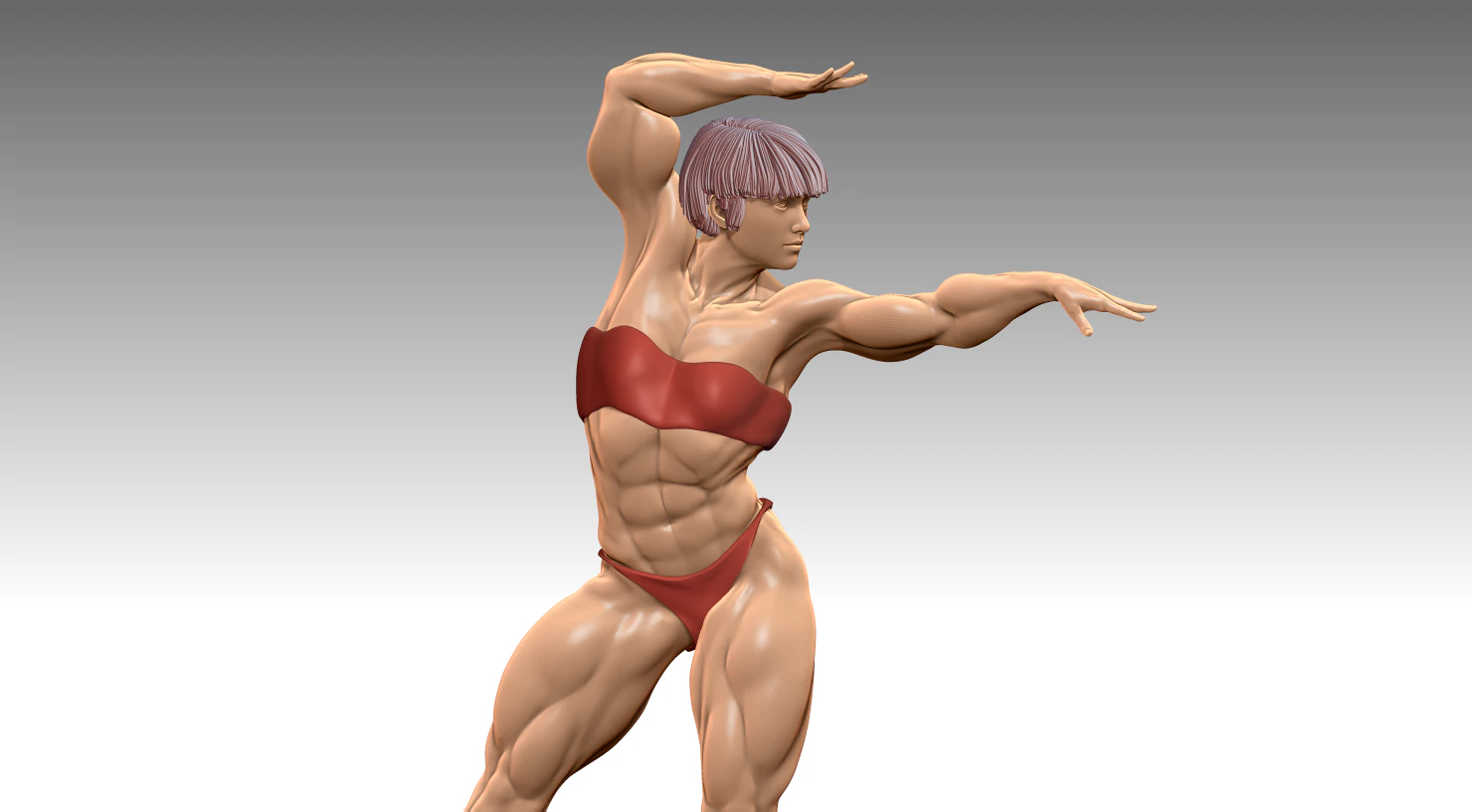 Woman Body Builder 3D Print Model .c4d .max .obj .3ds .fbx .stl .blend 