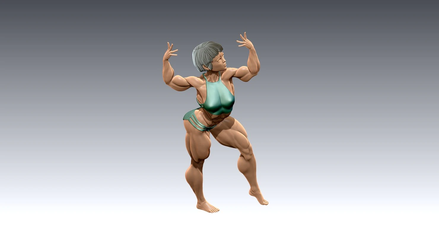 Woman Body Builder 3D Print Model .c4d .max .obj .3ds .fbx .stl .blend 