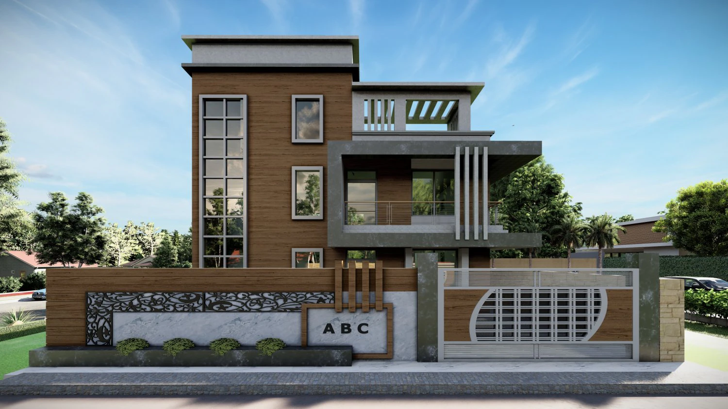 Modern House 3D Model .c4d .max .obj .3ds .fbx .stl .blend 