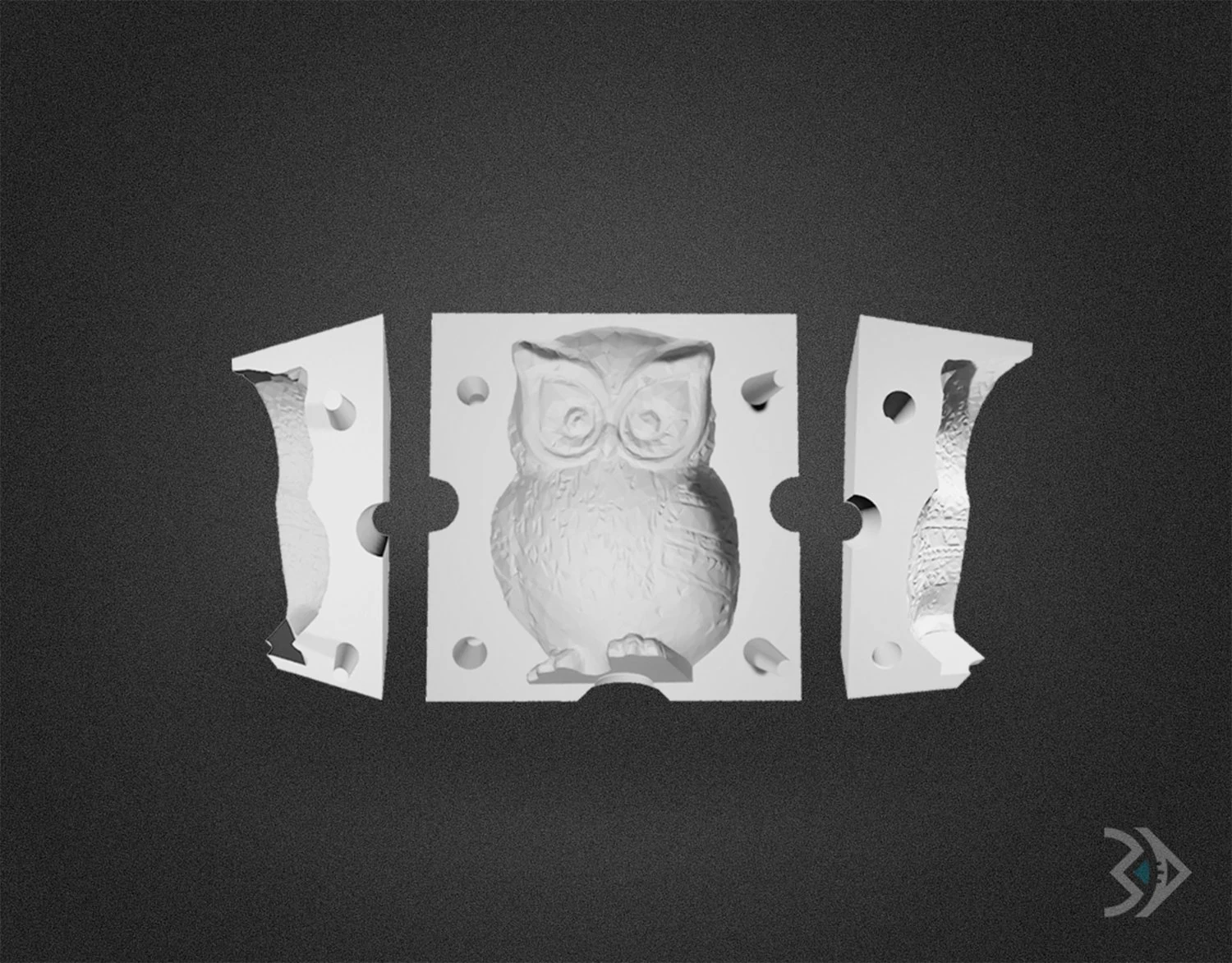 OWL CANDLE MOLD 3D Print Model .c4d .max .obj .3ds .fbx .stl .blend 