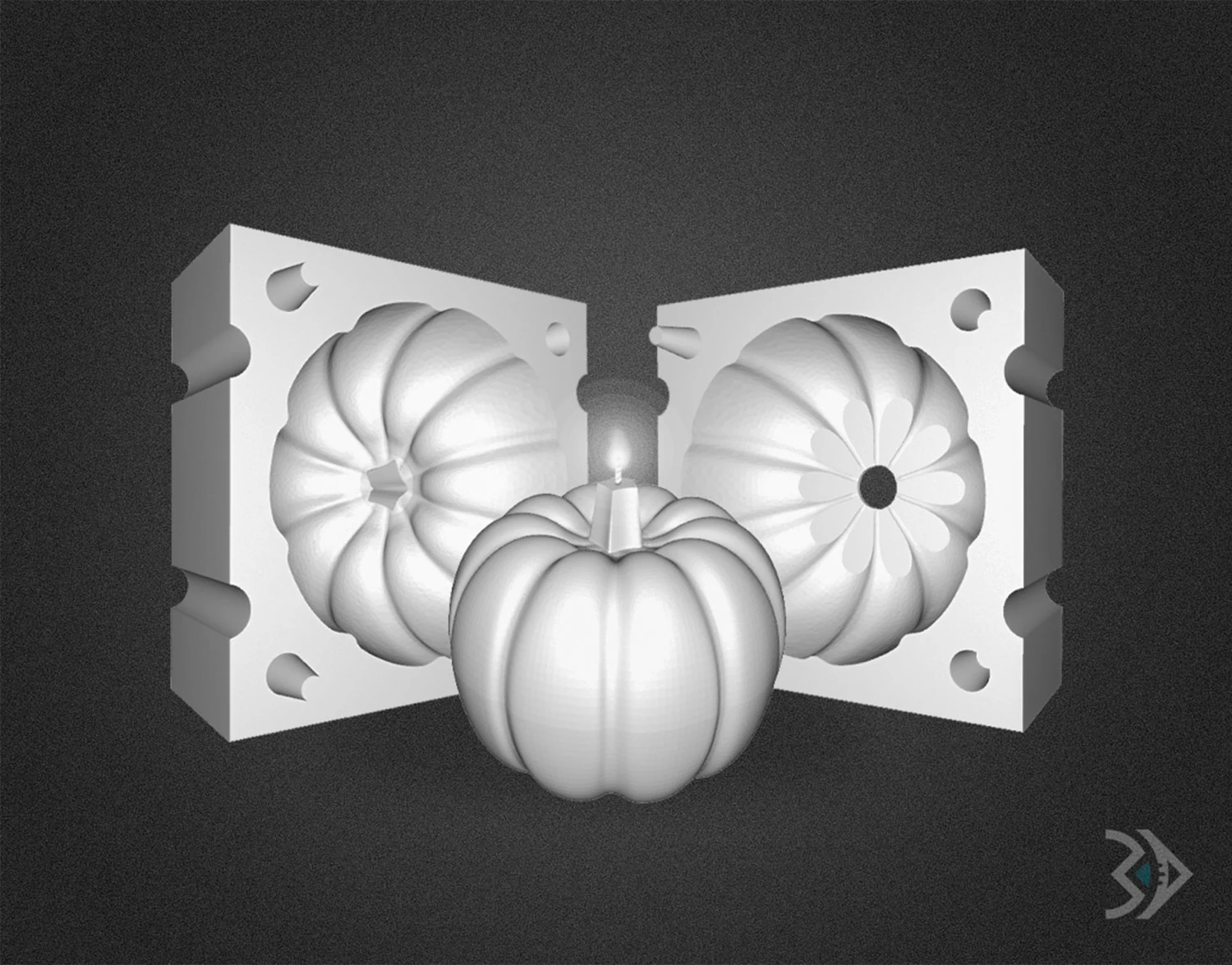 PUMPKIN CANDLE MOLD 3D Print Model .c4d .max .obj .3ds .fbx .stl .blend 