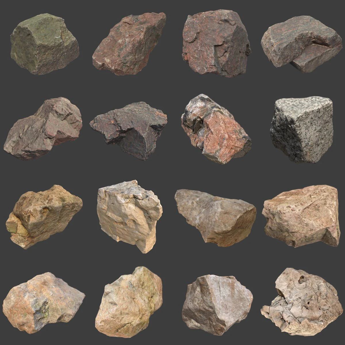 Many ordinary stones 3D Model .c4d .max .obj .3ds .fbx .stl .blend