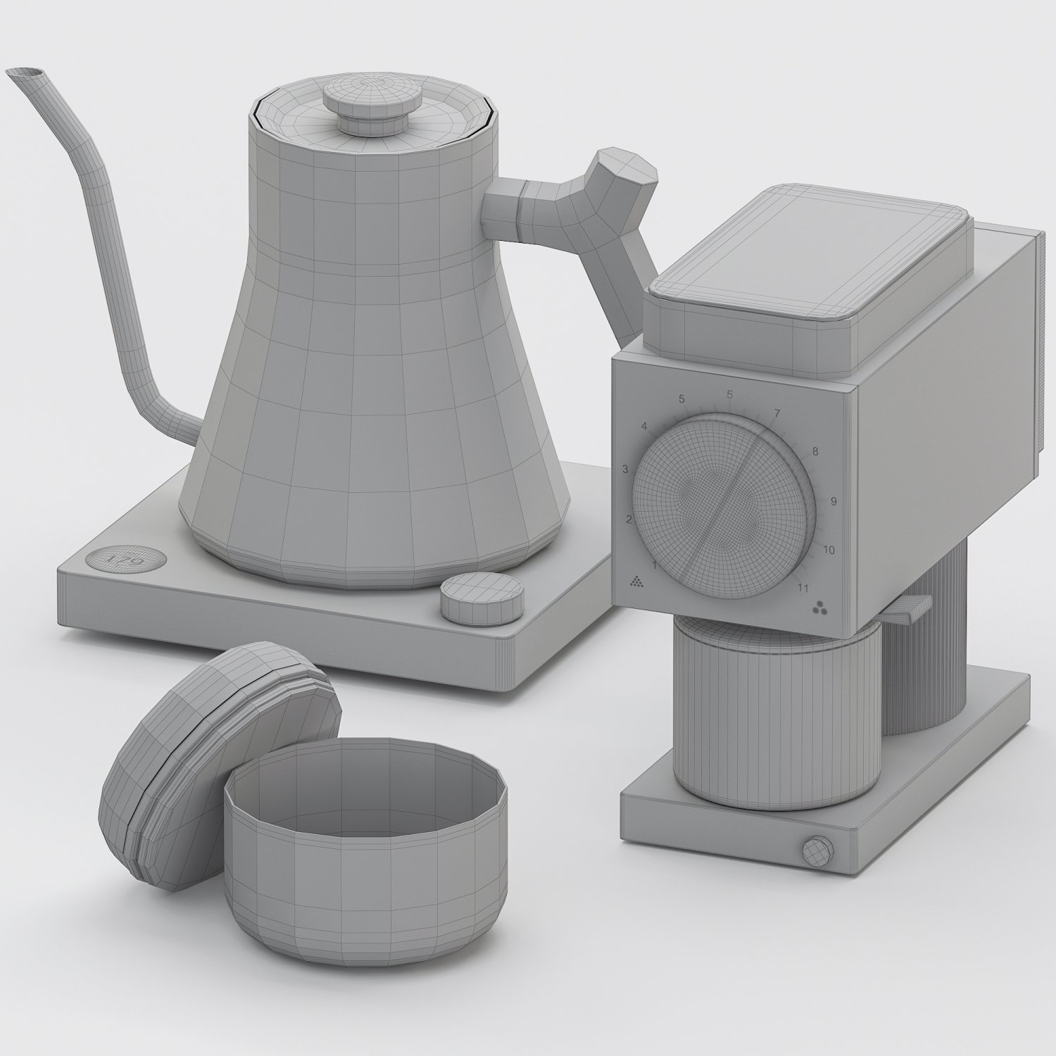 3D Fellow ODE Set Kettle Coffee grinder French Press 3D Model in Kitchen  3DExport