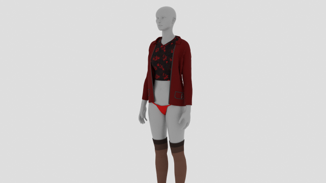 Womens Dress - Female Outfit Clothes 3D Model .c4d .max .obj .3ds .fbx .stl .blend 