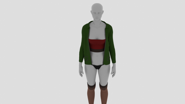 Womens Dress - Female Outfit Clothes Model 3D .c4d .max .obj .3ds .fbx .stl .blend