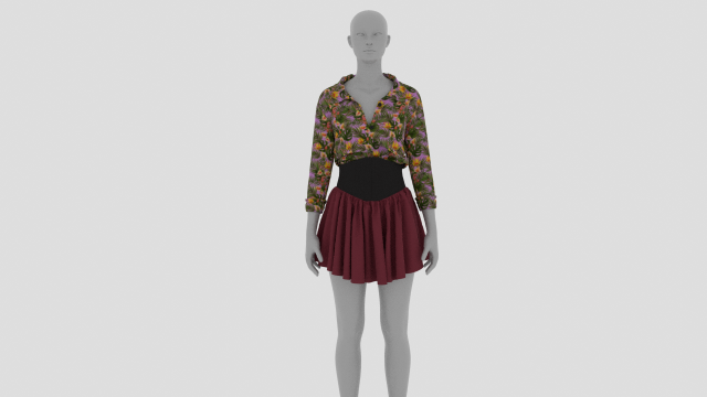 Womens Dress - Female Outfit Clothes 3D Model .c4d .max .obj .3ds .fbx .stl .blend 