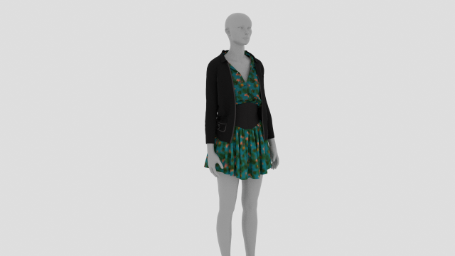 Womens Dress - Female Outfit Clothes Modelo 3D .c4d .max .obj .3ds .fbx .stl .blend 