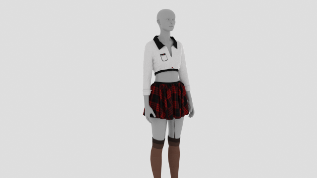 Womens Dress - Female Outfit Clothes 3D Модель .c4d .max .obj .3ds .fbx .stl .blend 