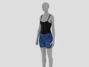 Damenkleid - Damenoutfit-Kleidung 3D Modell