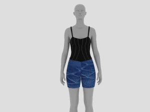 Damenkleid - Damenoutfit-Kleidung 3D Modell