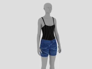 Damenkleid - Damenoutfit-Kleidung 3D Modell