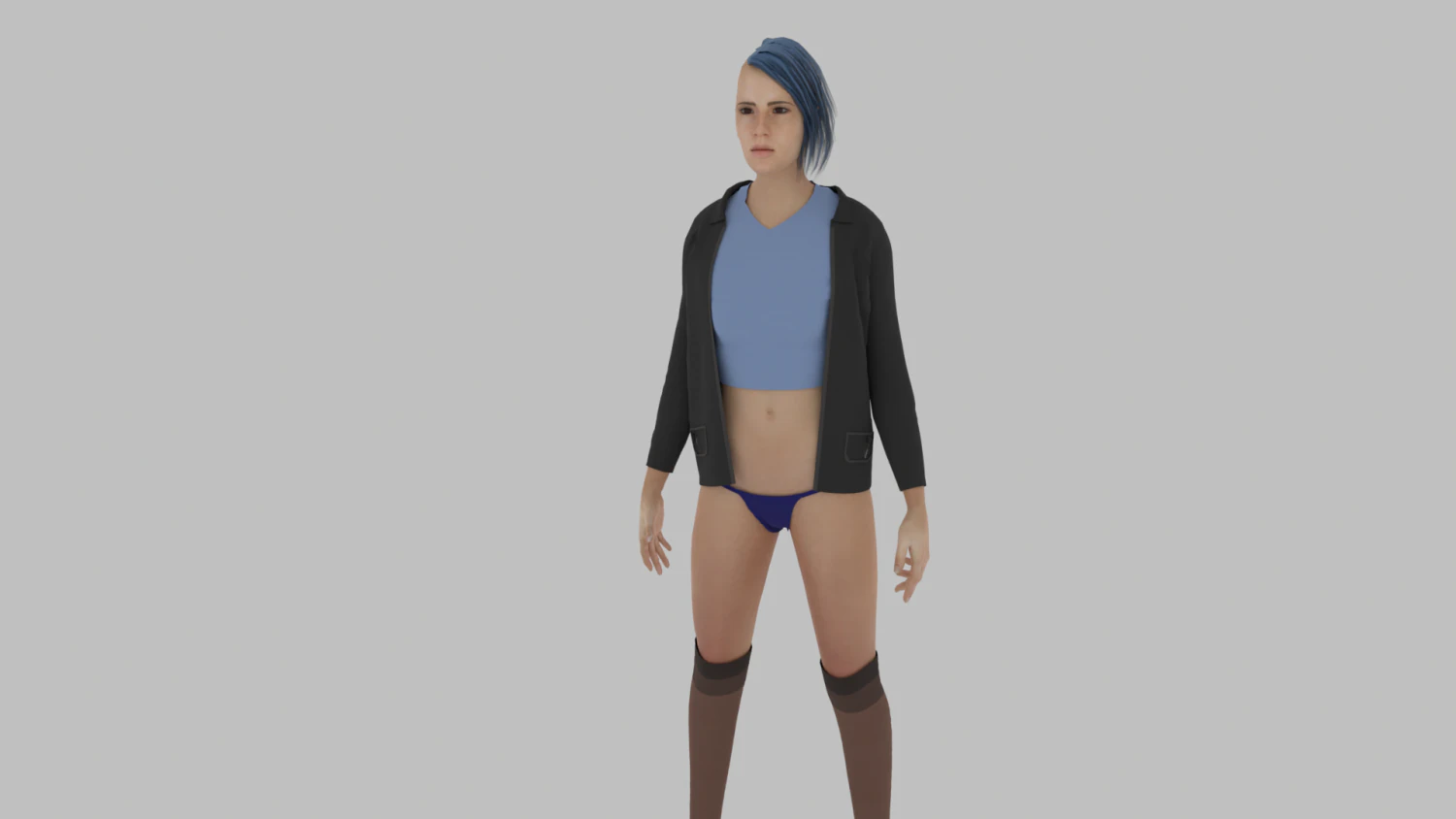 Teen girl in underwear and jacket 3D Model .c4d .max .obj .3ds .fbx .stl .blend 