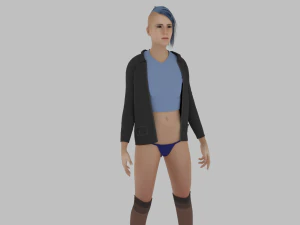 Teen girl in underwear and jacket 3D Model