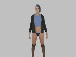 Teen girl in underwear and jacket 3D Model