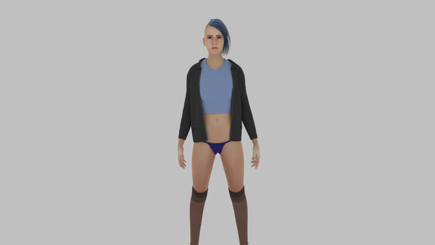 Teen girl in underwear and jacket Modelo 3D in mulher 3DExport