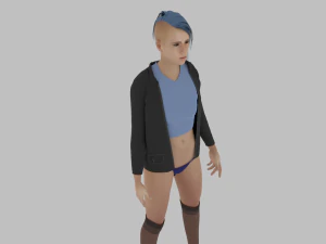 Teen girl in underwear and jacket 3D Model