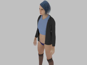 Teen girl in underwear and jacket 3D Model
