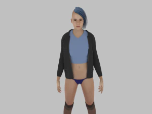 Teen girl in underwear and jacket 3D Model