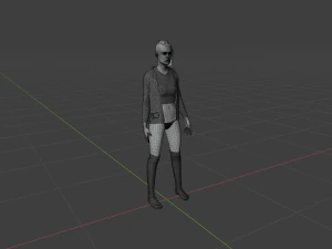 Teen girl in underwear and jacket 3D Model