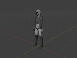 Teen girl in underwear and jacket 3D Model