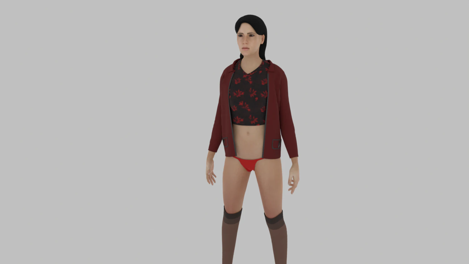 Teen girl in underwear 3D Model .c4d .max .obj .3ds .fbx .stl .blend 