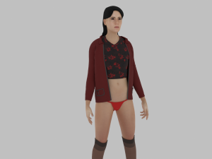 Teen girl in underwear 3D Model