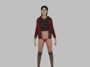 Teen girl in underwear 3D Model