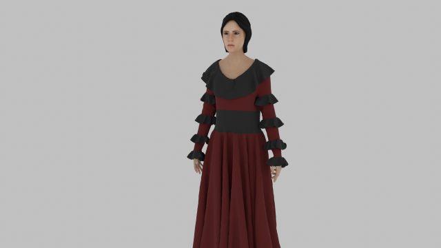 Medieval renaissance female clothes 3D model