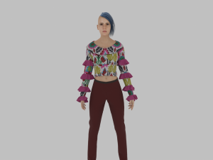 Beautiful Woman with Blue Hair 3D Model