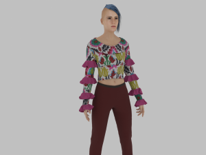 Beautiful Woman with Blue Hair Model 3D