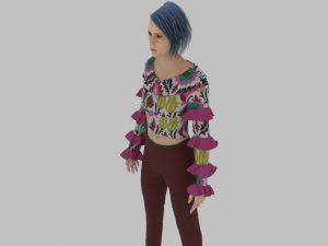 Beautiful Woman with Blue Hair Model 3D