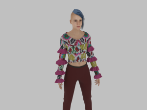 Beautiful Woman with Blue Hair Model 3D