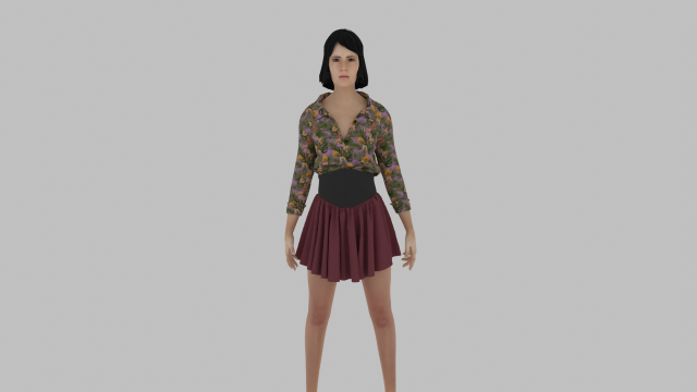 Woman in Skirt Modelo 3D .c4d .max .obj .3ds .fbx .stl .blend