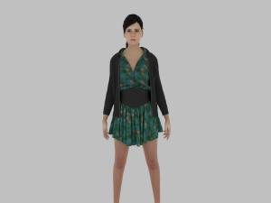 Teen girl in underwear and jacket | 3D model