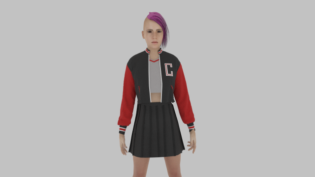 Varsity Woman 3D Model .c4d .max .obj .3ds .fbx .stl .blend 