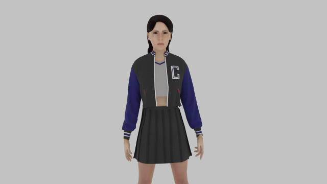 Varsity Woman 3D 모델 .c4d .max .obj .3ds .fbx .stl .blend 