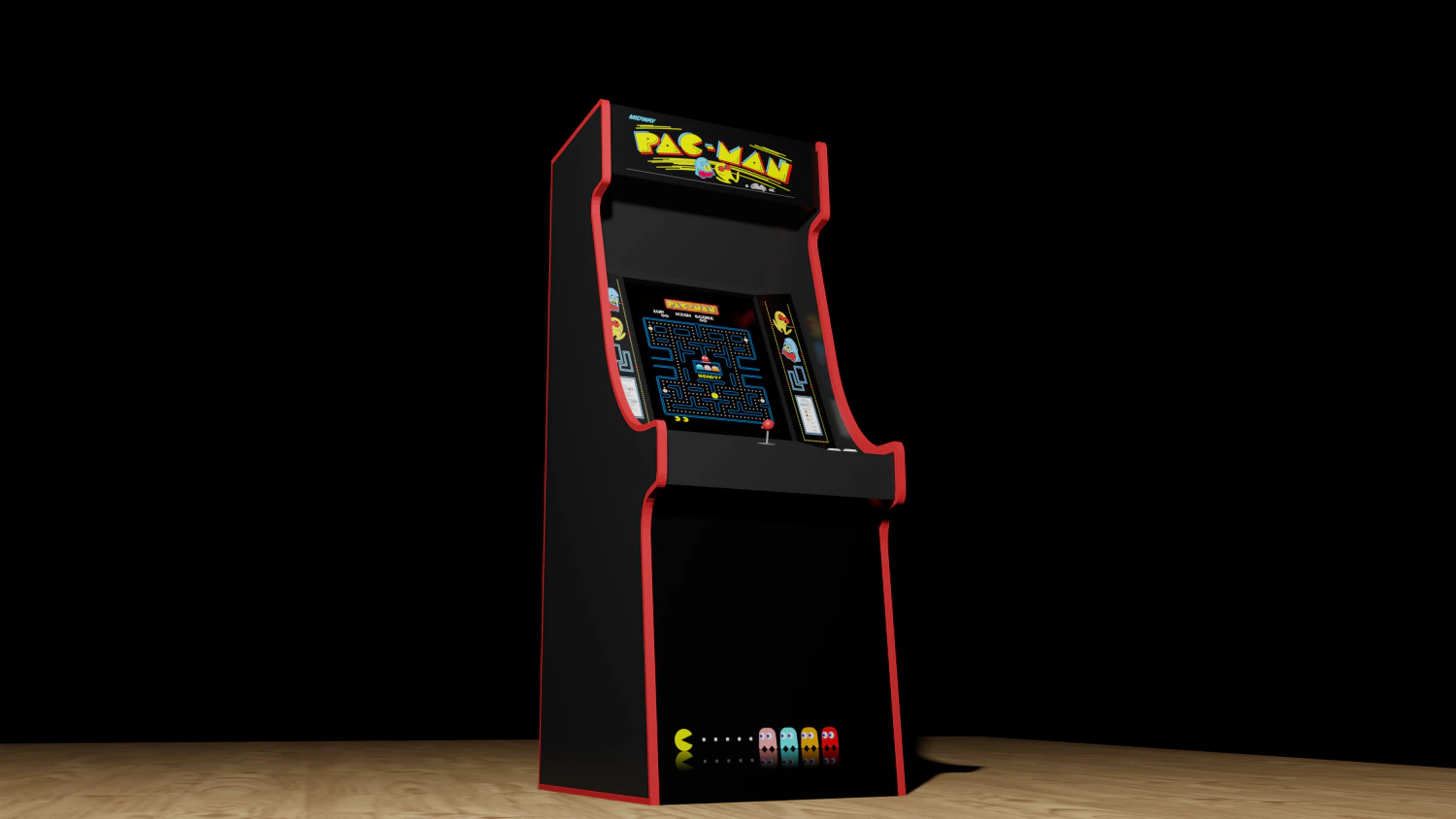 Pacman arcade machine 3D Model .c4d .max .obj .3ds .fbx .stl .blend 