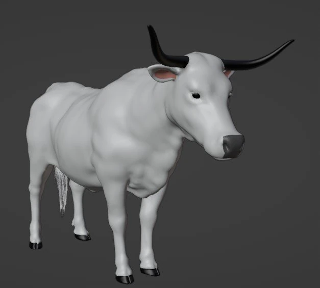 Bull White 3D Model .c4d .max .obj .3ds .fbx .stl .blend 