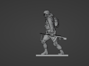 Figures of a walking soldier with RPK and PKM 3D 모델